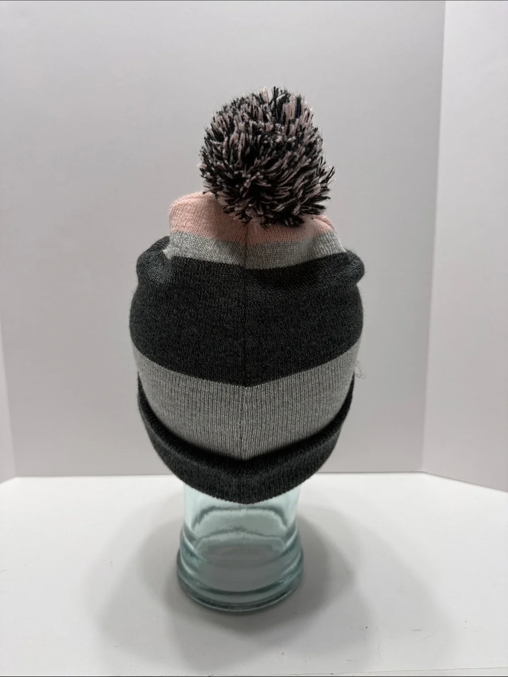 Disney Mickey Mouse Gray & Pink Pom-Top Knit Beanie with Cuffed Logo